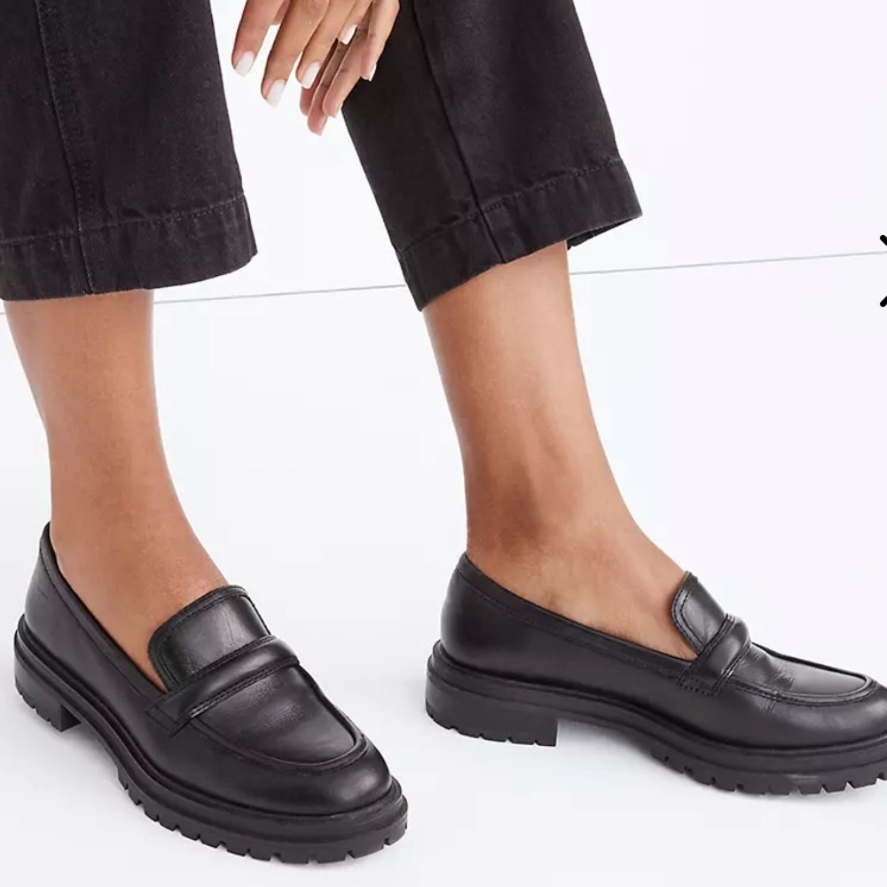 Madewell The Bradley Lugsole Loafer in Black Leather Size 8